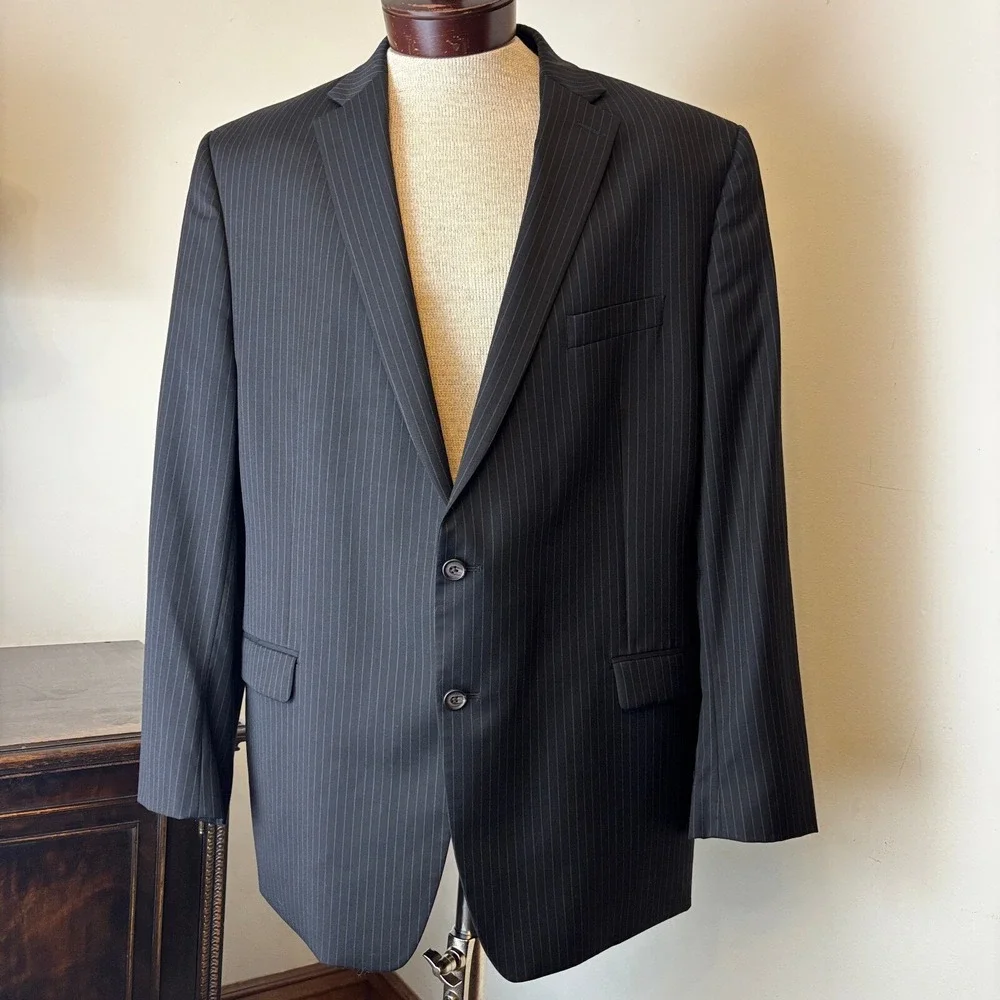 Ralph Lauren‎ Pinstripe Suit Set Wool 2-Button Blazer 48 L Pants 36x32.5 MINT